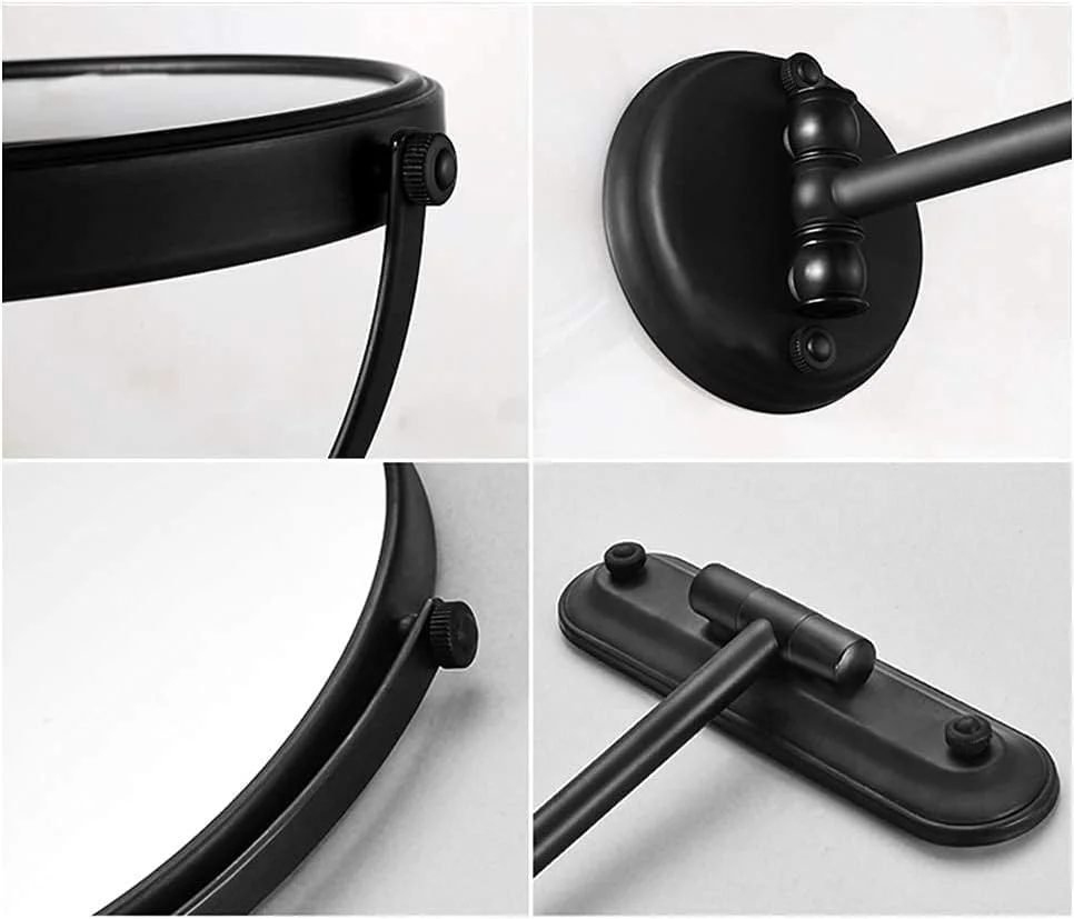 آینه آرایشی دو طرفه Skipdr Beauty با قابلیت بزرگنمایی، چرخش، بدون نیاز به سوراخکاری، انعطاف پذیر، مناسب حمام، جداشدنی، ضد بخار سریع، نصب دیواری، ضد زنگ با پایه بلند عتیقه