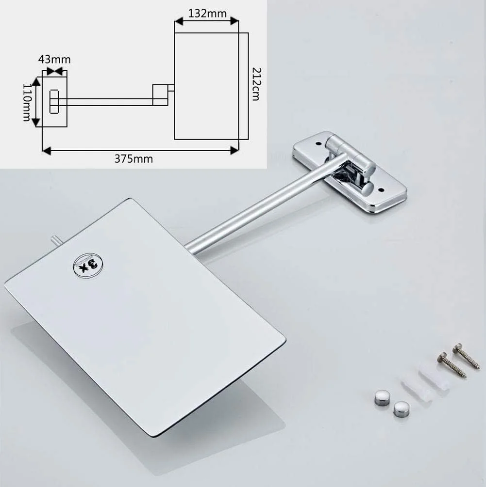 آینه آرایشی حمام Skipdr، آینه اصلاح دیواری با بزرگنمایی 3 برابری، چرخش 360 درجه، تاشو و بازشو مناسب هتل و میز آرایش، کروم