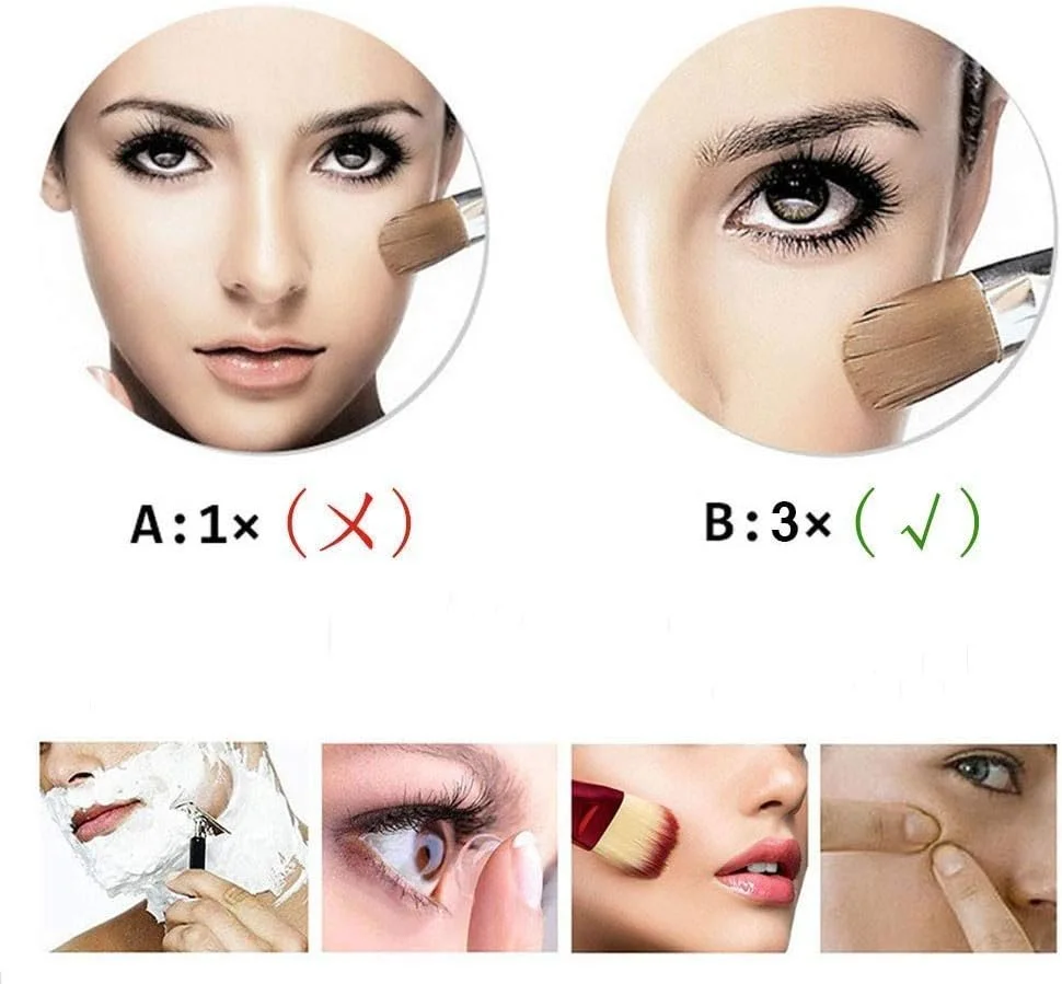 آینه آرایشی حمام Skipdr، آینه اصلاح دیواری با بزرگنمایی 3 برابری، چرخش 360 درجه، تاشو و بازشو مناسب هتل و میز آرایش، کروم