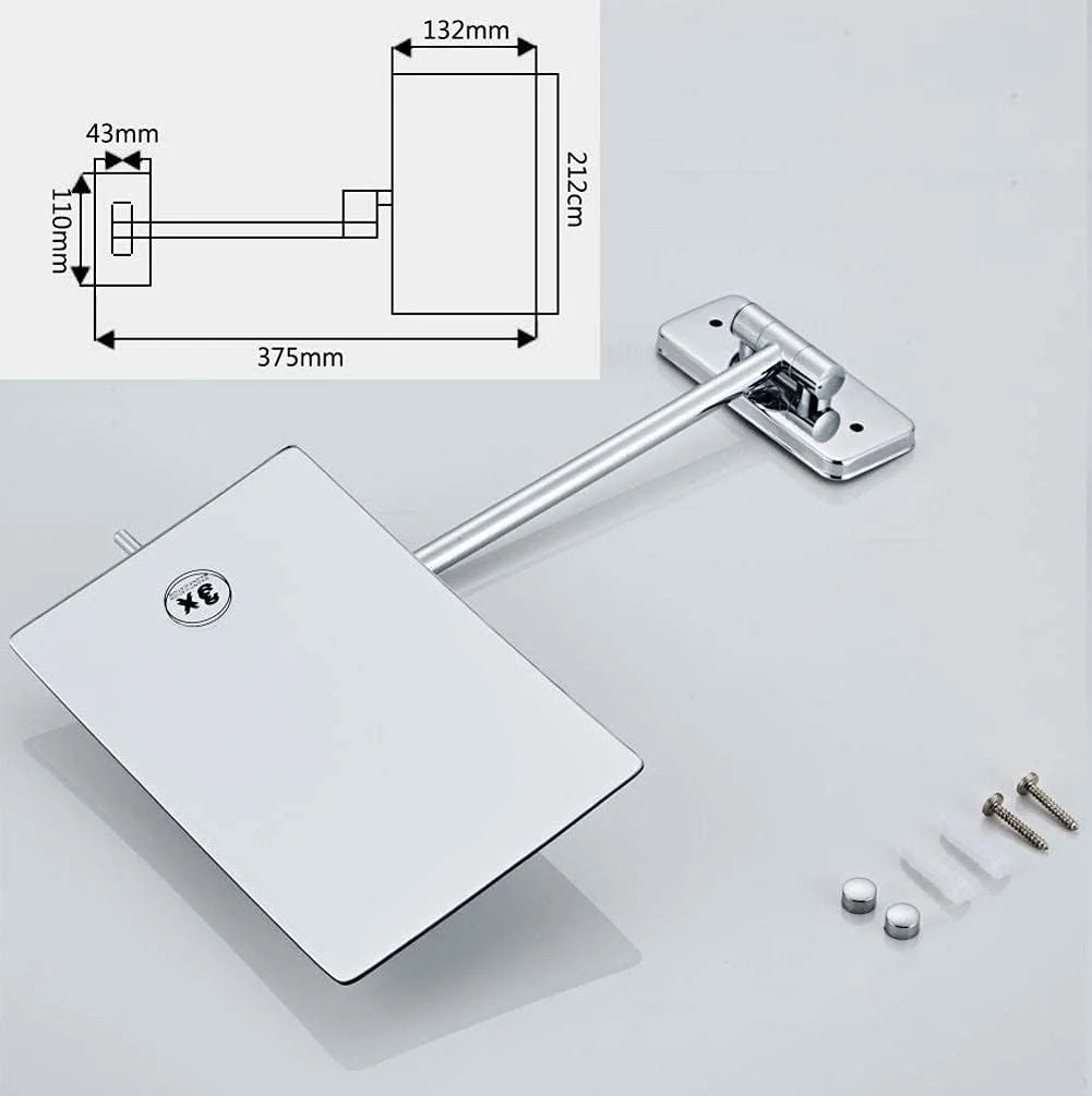 آینه اصلاح SKipdr برای حمام، آینه آرایشی دیواری با بزرگنمایی 3 برابری، چرخش 360 درجه، تاشو و بازشو مناسب هتل و میز آرایش، کروم