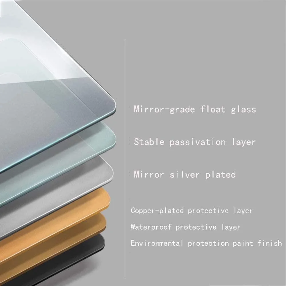 آینه گرد چراغ دار LED با نور سفید تک لمسی قاب مشکی برای روشویی، آینه هوشمند حمام، آینه حمام 50X50CM مدرن