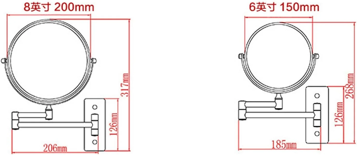 آینه روشویی SIHPAC، آینه آرایشی دیواری، آینه دو طرفه اینچی، مناسب برای سرویس بهداشتی (6 اینچ)