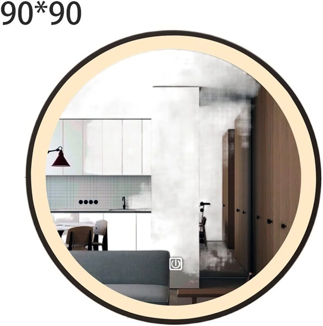 آینه روشویی SIHPAC، آینه آرایش، آینه های حمام با نور پس زمینه، آینه دیواری گرد بزرگ خود چسب