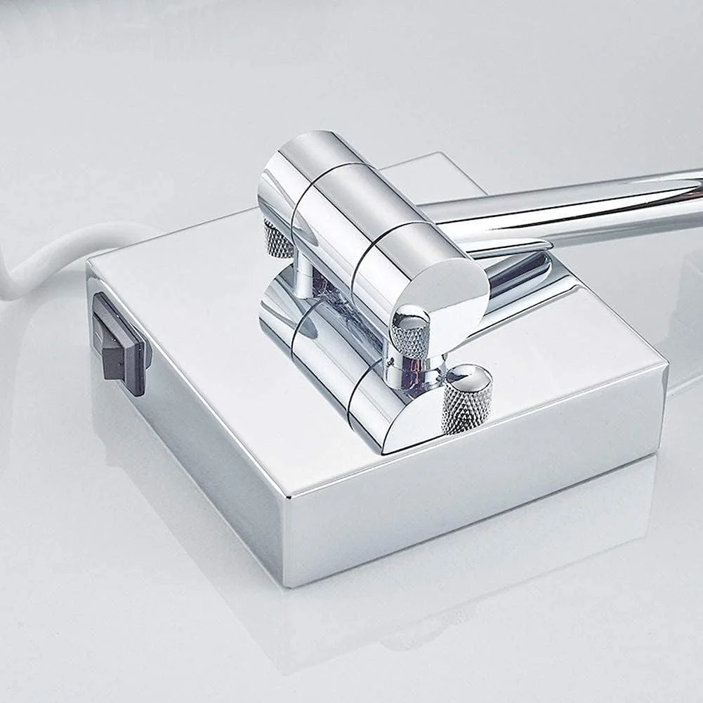 آینه آرایشی و اصلاح 8 اینچی، آینه حمام دیواری با نور LED برای میز آرایش هتل، با سطح مربعی قابل تنظیم و بزرگنمایی 3 برابری