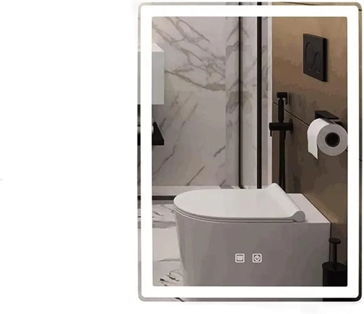 آینه حمام SFALCI، آینه آرایشی هوشمند LED، آینه روشویی دیواری حمام، آینه چراغ دار توالت هتل با صفحه لمسی (رنگ: 50x70)