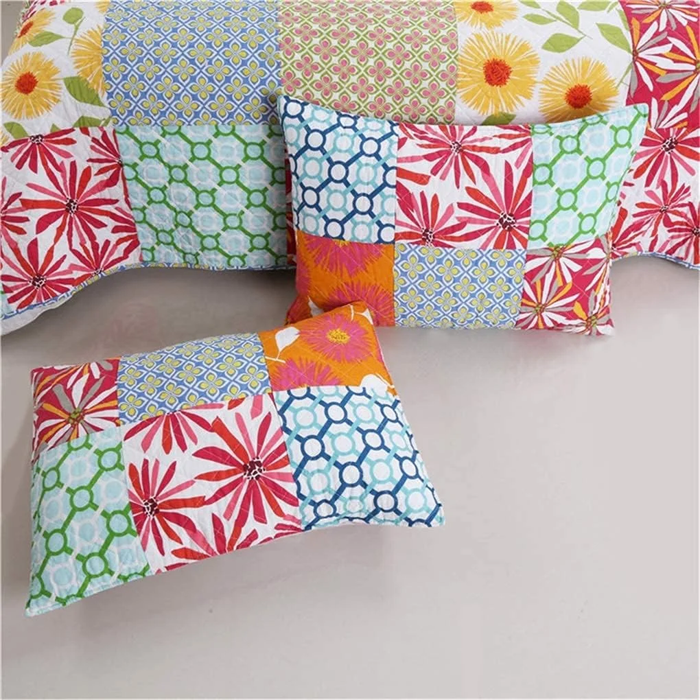 روتختی تکه دوزی سه تکه، رو تختی پنبه ای، ست روتختی وینتیج فوق العاده نرم شامل 2 بالش، 230cm*250cm