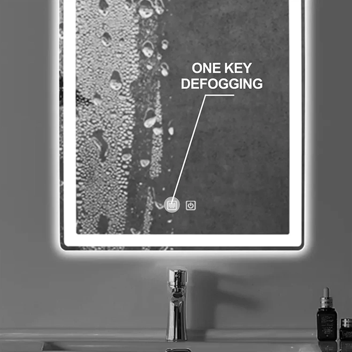 آینه های حمام SFALCI آینه LED هوشمند آرایشی آینه روشویی دیواری حمام آینه چراغ توالت هتل با صفحه لمسی (رنگ: 70X90)