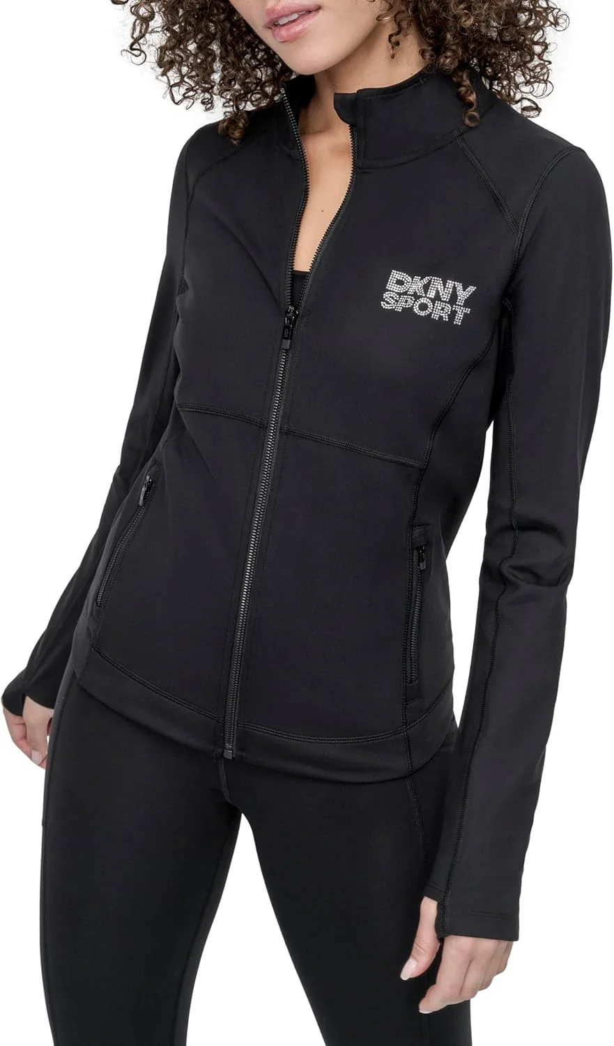 ژاکت ورزشی زنانه DKNY مدل Mock Neck با زیپ جلویی ژاکت ورزشی زنانه DKNY مدل Mock Neck با زیپ جلویی