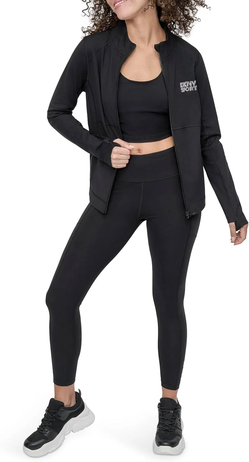 ژاکت ورزشی زنانه DKNY مدل Mock Neck با زیپ جلویی ژاکت ورزشی زنانه DKNY مدل Mock Neck با زیپ جلویی