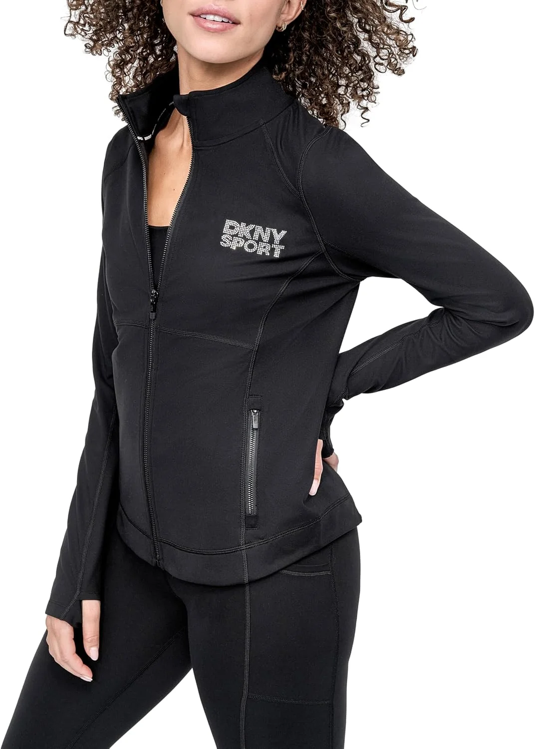 ژاکت ورزشی زنانه DKNY مدل Mock Neck با زیپ جلویی ژاکت ورزشی زنانه DKNY مدل Mock Neck با زیپ جلویی