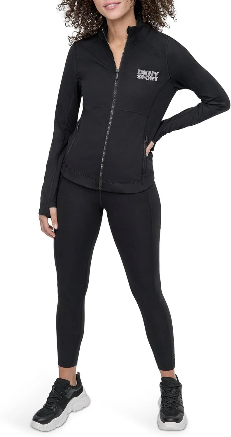 ژاکت ورزشی زنانه DKNY مدل Mock Neck با زیپ جلویی ژاکت ورزشی زنانه DKNY مدل Mock Neck با زیپ جلویی