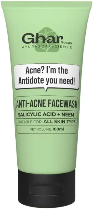 شوینده صورت ضد آکنه 2% Ghar حاوی اسید سالیسیلیک و عصاره درخت چریش، شوینده طبیعی صورت برای پوست مستعد آکنه، شوینده گیاهی برای داشتن پوستی سالم و شفاف کننده آکنه، فاقد سولفات، مناسب آقایان و بانوان | 100 میلی لیتر شوینده صورت ضد آکنه 2% Ghar حاوی اسید سالیسیلیک و عصاره درخت چریش، شوینده طبیعی صورت برای پوست مستعد آکنه، شوینده گیاهی برای داشتن پوستی سالم و شفاف کننده آکنه، فاقد سولفات، مناسب آقایان و بانوان | 100 میلی لیتر