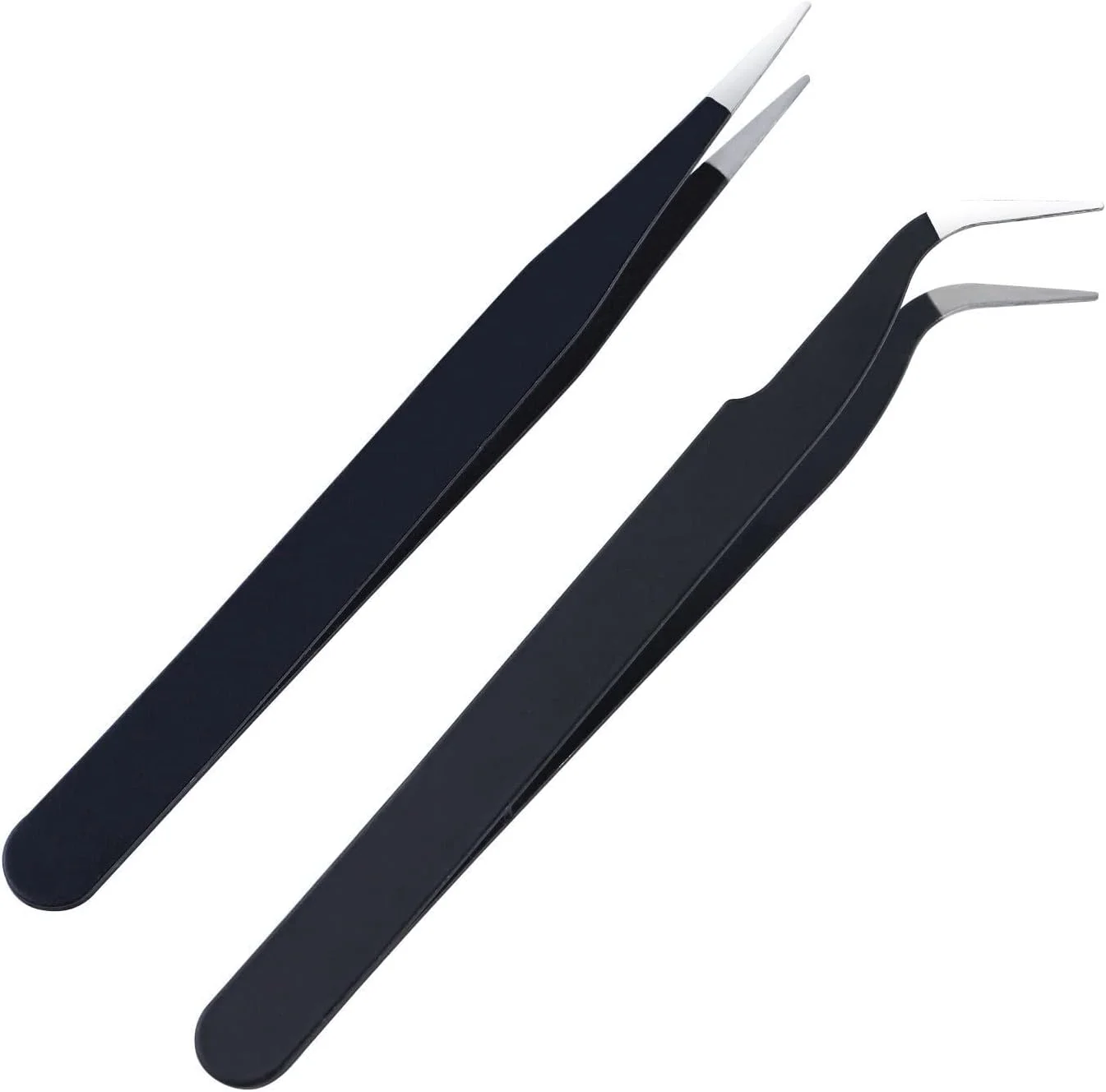 انبرک سیمونه ضد اسید، ابزار برداشتن نگین، استیل ضد زنگ، مشکی، خمیده، صاف، موچین ابرو، مژه مصنوعی، ابزار طراحی ناخن (مشکی 01)