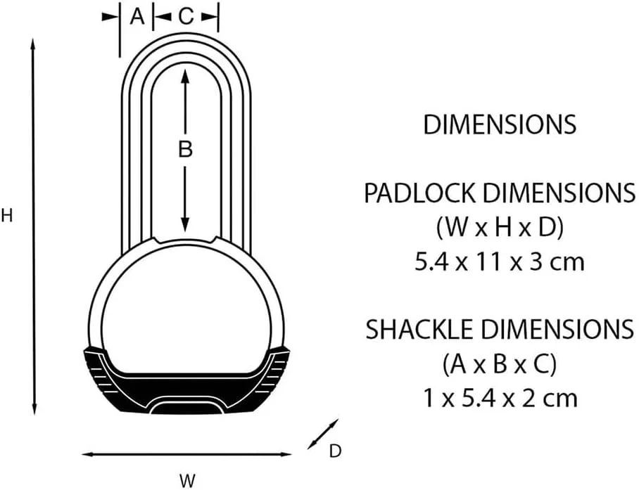 قفل آویز سنگین MASTER LOCK، سطح امنیت 9/10، مناسب فضای باز، کلیدی، استیل ضد زنگ، مقاوم در برابر آب و هوا، میله بلند