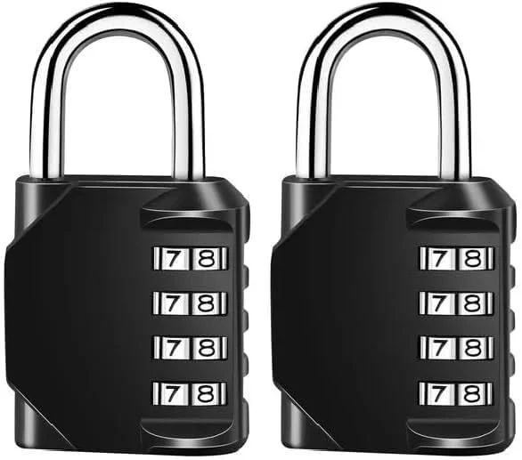 OUTLETISSIMO® جفت قفل رمزدار مشکی ضد آب 4 رقمی مناسب فضای باز و داخل سالن، کمد باشگاه، حصار، جعبه ابزار، دروازه