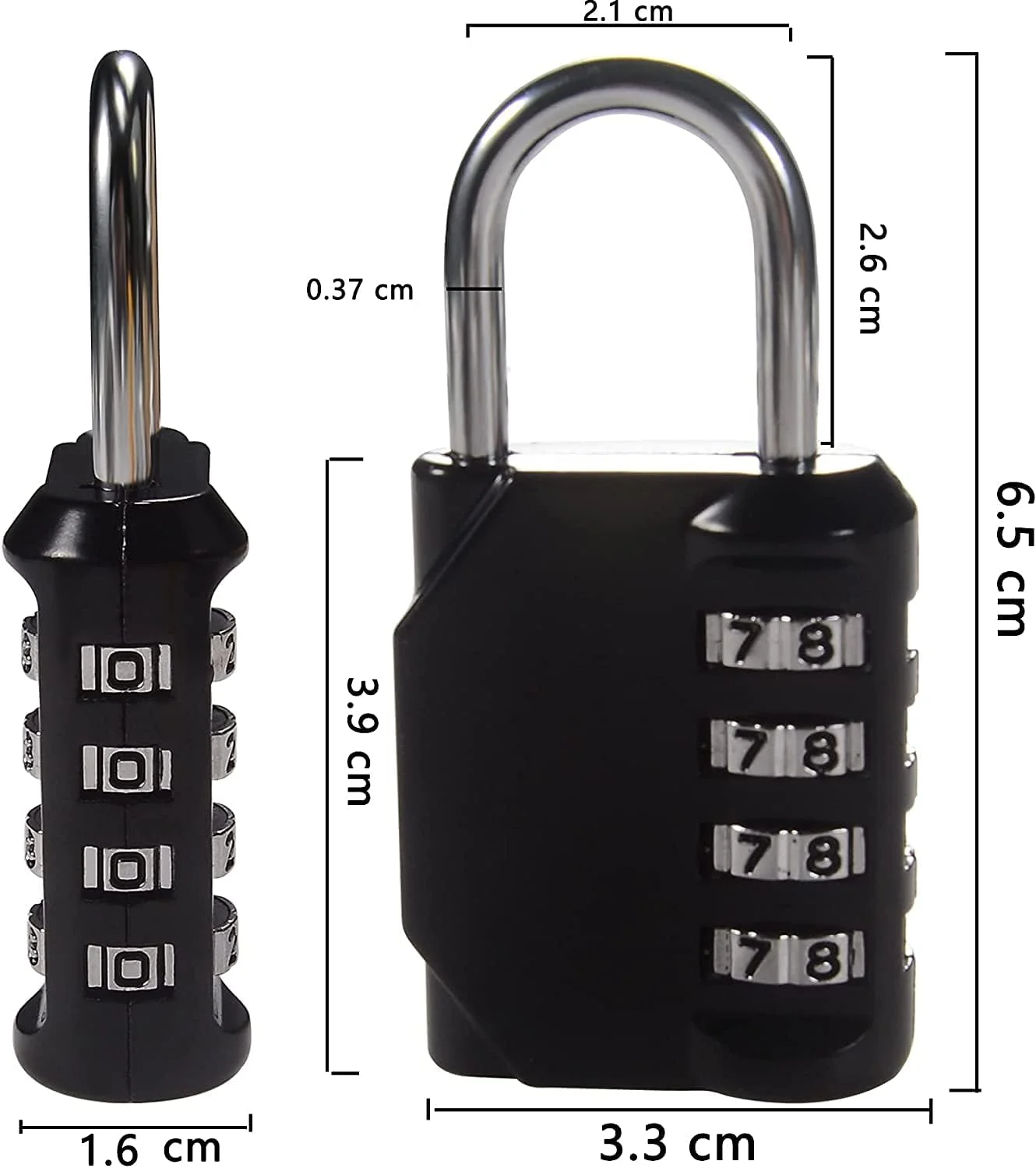 OUTLETISSIMO® جفت قفل رمزدار مشکی ضد آب 4 رقمی مناسب فضای باز و داخل سالن، کمد باشگاه، حصار، جعبه ابزار، دروازه