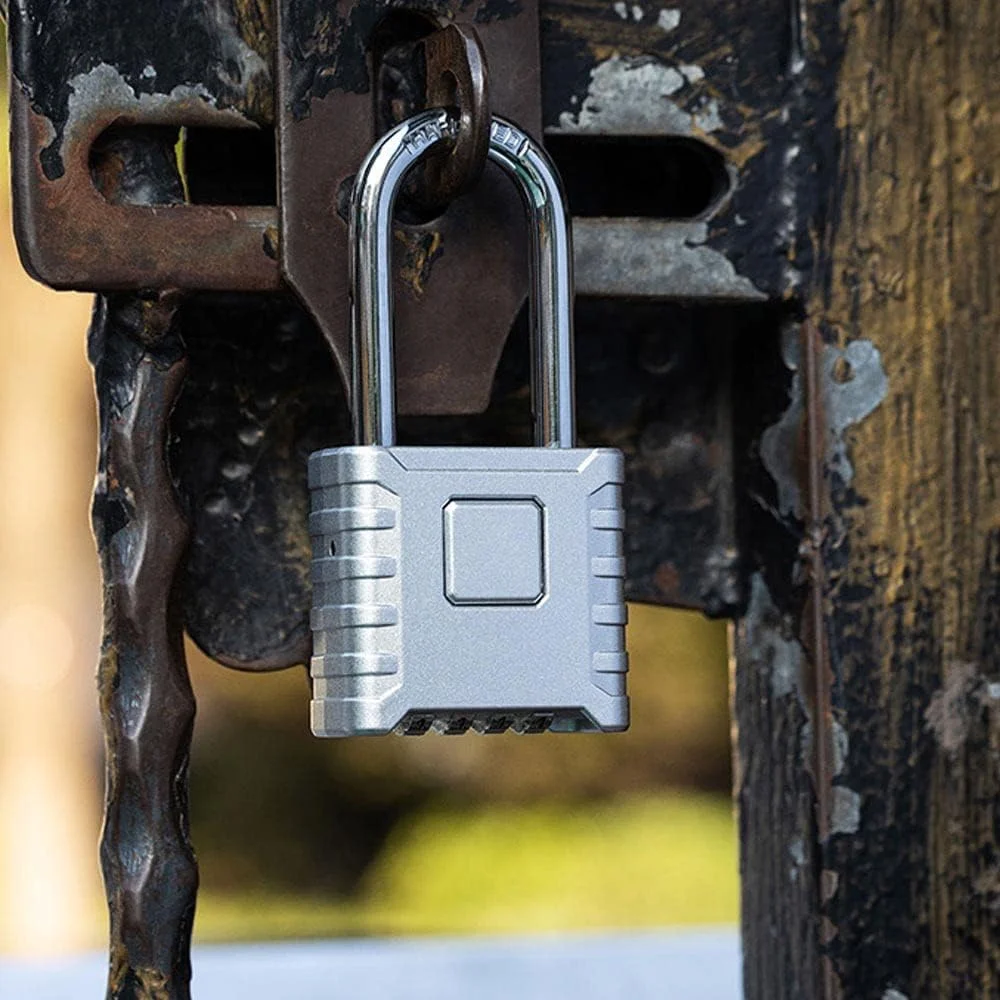 قفل آویز، قفل آویز ترکیبی، قفل آویز سنگین، حلقه بلند استیل ضد زنگ - قفل آویز ترکیبی 4 چرخ - فولاد آلیاژی مقاوم در برابر خوردگی، بهترین برای کمدهای ورزشی، انباری ها، سوله ها، گاراژها، حصارها.