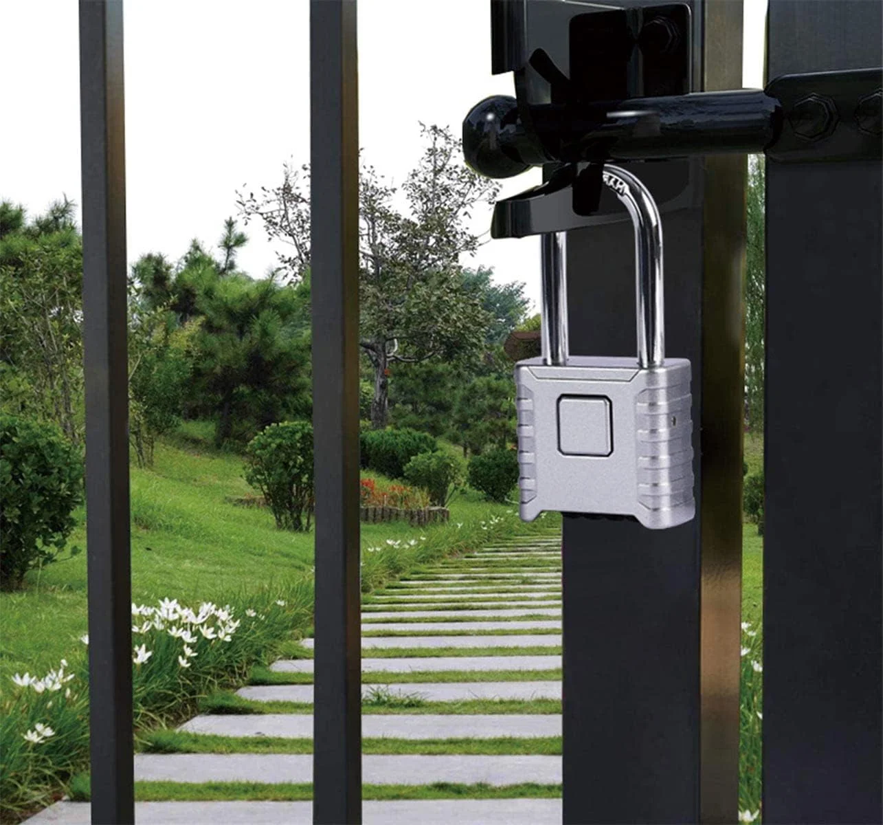 قفل آویز، قفل آویز ترکیبی، قفل آویز سنگین، حلقه بلند استیل ضد زنگ - قفل آویز ترکیبی 4 چرخ - فولاد آلیاژی مقاوم در برابر خوردگی، بهترین برای کمدهای ورزشی، انباری ها، سوله ها، گاراژها، حصارها.