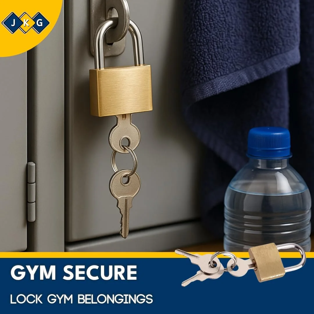 قفل های کوچک 20 میلی متری با کلید - برنجی جامد (بسته 3 عددی) | قفل کوچک برای کمدهای باشگاه، قفل چمدان مسافرتی، قفل جعبه جواهرات، کمد، جعبه ابزار، چمدان - قفل های کوچک داخلی و خارجی (9 کلید)