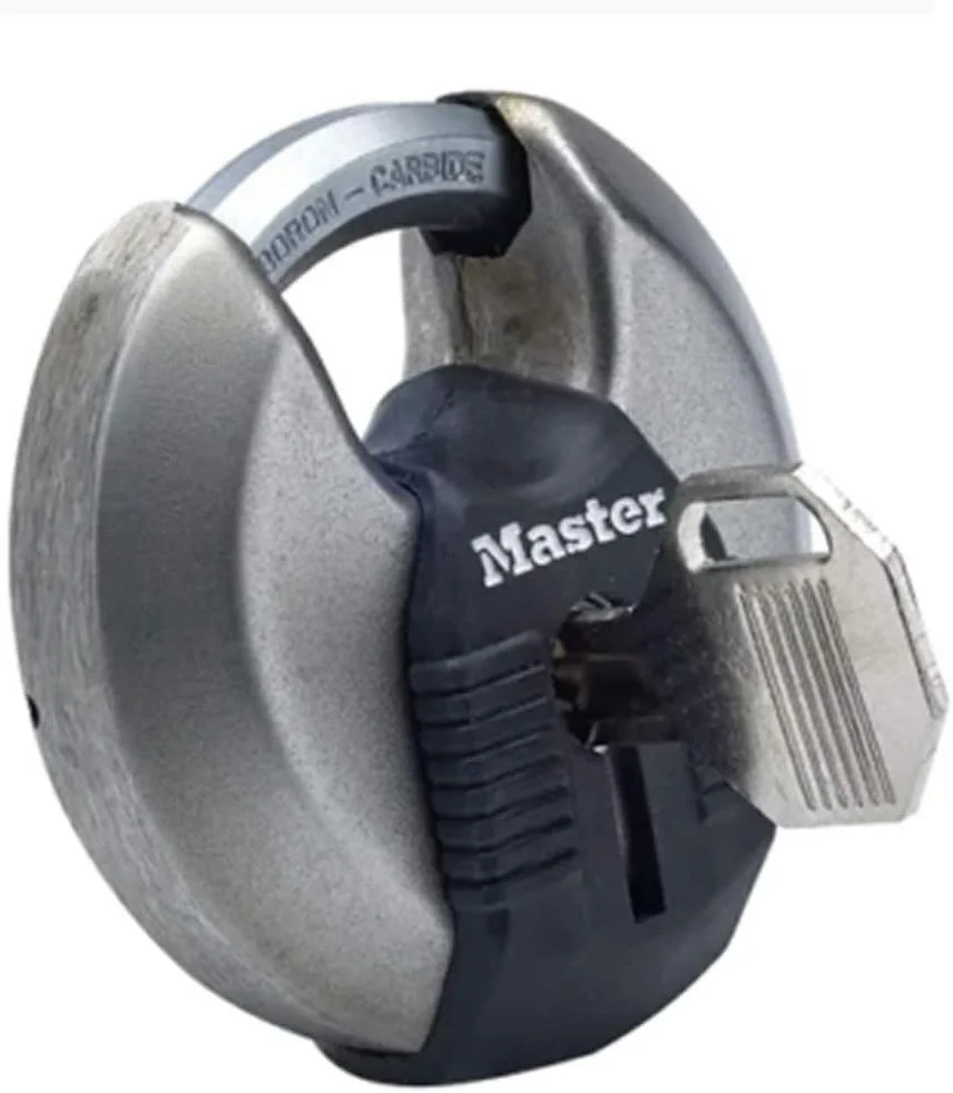 قفل آویز Master Lock، قفل دیسکی Excell® استیل ضد زنگ با حلقه پنهان، قفل امنیتی بالا، قفل کلیدی، بهترین استفاده برای انباری ها، سوله ها، گاراژها، تریلرها و موارد دیگر