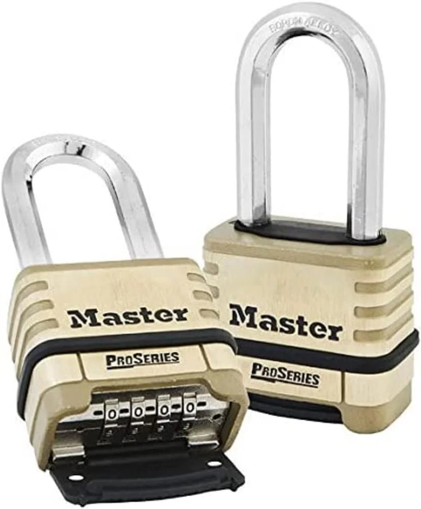 قفل آویز Master Lock، قفل ترکیبی قابل تنظیم مجدد برنجی ProSeries، قفل امنیتی بالا مناسب برای کاربردهای تجاری و صنعتی