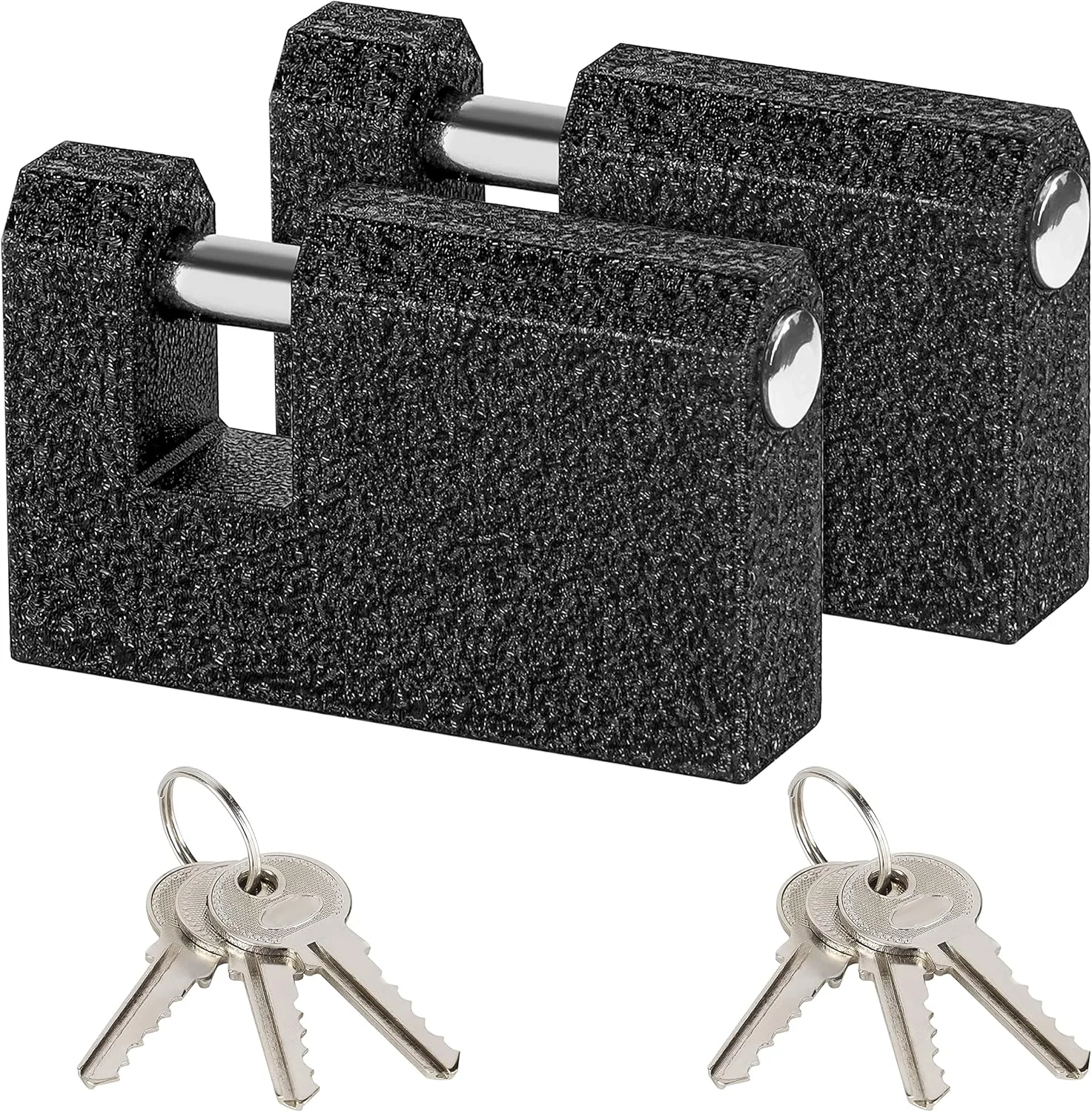 Kurtzy 2 Pack of Heavy Duty Padlocks with Keys - 8mm Thick Shackle - Cast Iron Hardware Monoblock Lock - Protect Garage Door, Containers, Sheds, Shutters, Lockers, Gates and Warehouses