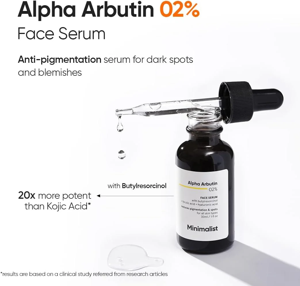 سرم آلفا آربوتین 2% مینیمالیست برای رفع لک و تیرگی پوست | سرم صورت ضد لک با اسید هیالورونیک برای رفع لک ها، جای جوش و آفتاب سوختگی (10 میلی لیتر (بسته 1 عددی))