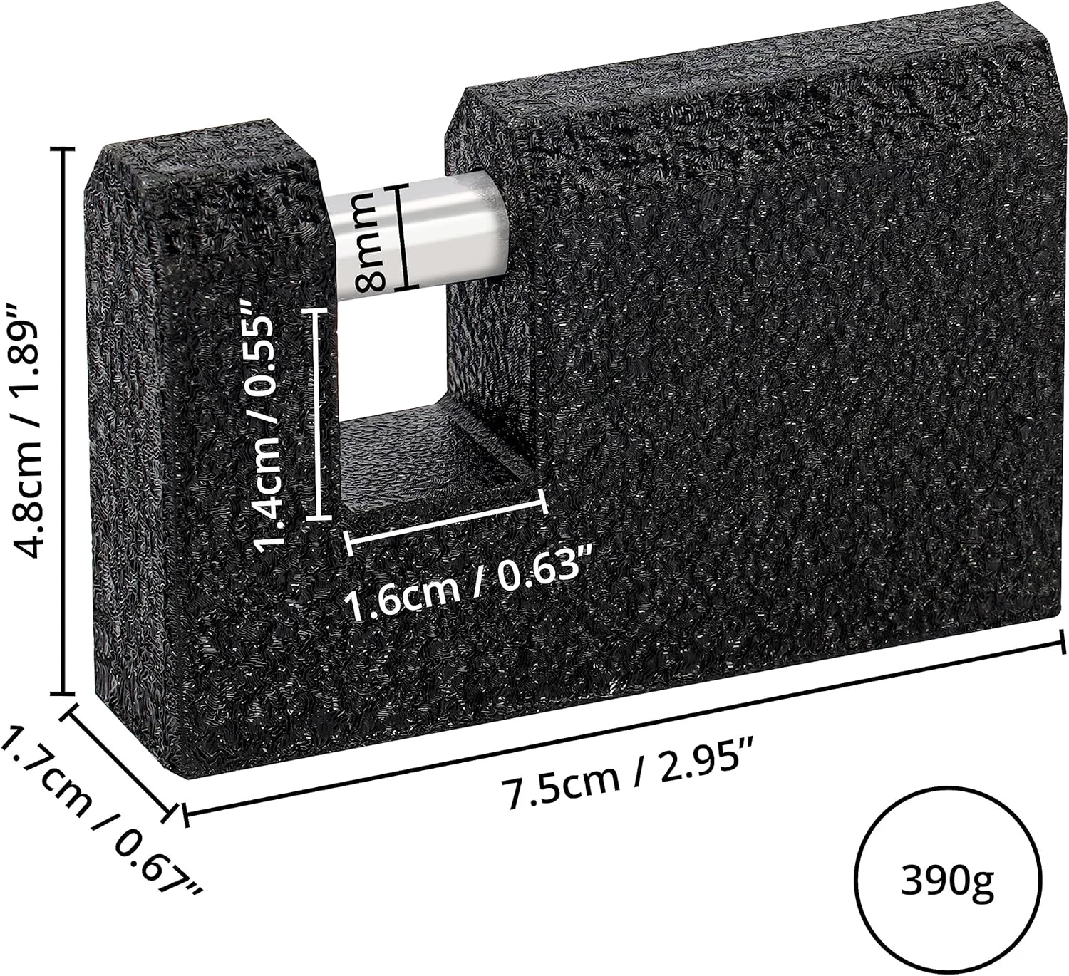 Kurtzy 2 Pack of Heavy Duty Padlocks with Keys - 8mm Thick Shackle - Cast Iron Hardware Monoblock Lock - Protect Garage Door, Containers, Sheds, Shutters, Lockers, Gates and Warehouses