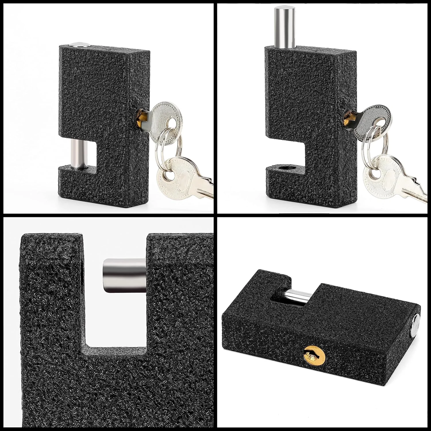 Kurtzy 2 Pack of Heavy Duty Padlocks with Keys - 8mm Thick Shackle - Cast Iron Hardware Monoblock Lock - Protect Garage Door, Containers, Sheds, Shutters, Lockers, Gates and Warehouses