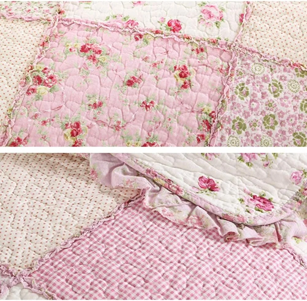 Cotton Patchwork Quilted Bedspread 3 Piece Sets Coverlet European Retro Bed Cover Throw Bedding Throw Home Decoration 220cm240cm,Quilt-220cm240cm,Quilt-king 220cm*240cm