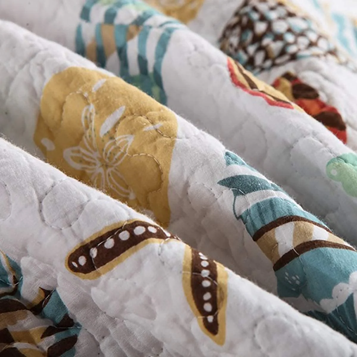 روتختی لحاف تکه دوزی شده با طرح دریایی، روانداز تخت خواب تنفسی و دو رو، روکش تخت دو نفره با 2 روبالشی، 230 در 250 سانتی متر روتختی لحاف تکه دوزی شده با طرح دریایی، روانداز تخت خواب تنفسی و دو رو، روکش تخت دو نفره با 2 روبالشی، 230 در 250 سانتی متر