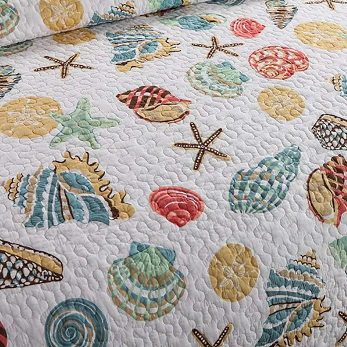 روتختی لحاف تکه دوزی شده با طرح دریایی، روانداز تخت خواب تنفسی و دو رو، روکش تخت دو نفره با 2 روبالشی، 230 در 250 سانتی متر روتختی لحاف تکه دوزی شده با طرح دریایی، روانداز تخت خواب تنفسی و دو رو، روکش تخت دو نفره با 2 روبالشی، 230 در 250 سانتی متر