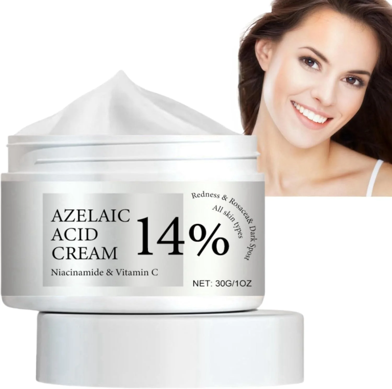 کرم صورت حاوی 14% آزلائیک اسید FUIN، کرم سرم همراه با نیاسینامید و ویتامین C، ضد قرمزی، کاهش لک، آکنه و روزاسه، کوچک کننده منافذ، مناسب برای انواع پوست