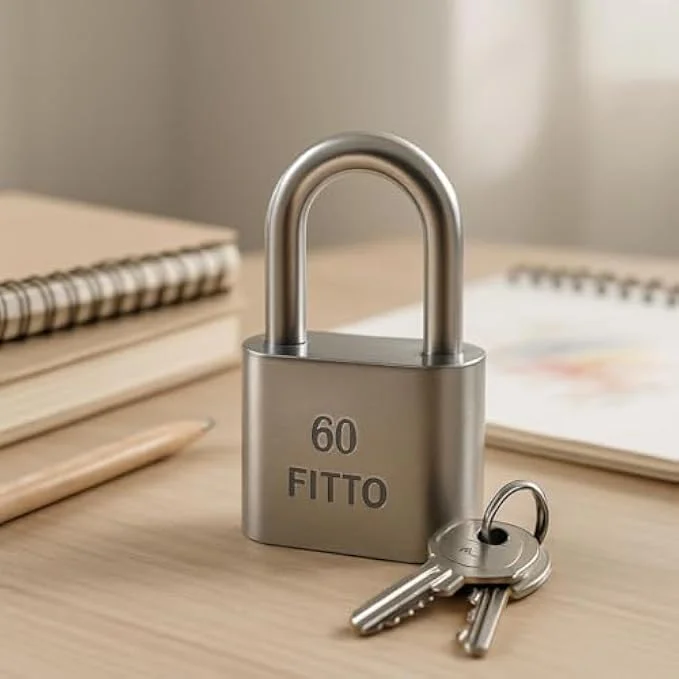 قفل آویز 60 میلی متری فیتو با کلید - قفل امنیتی فلزی جامد با حلقه سخت کاری شده برای درب دروازه، کمد و سوله