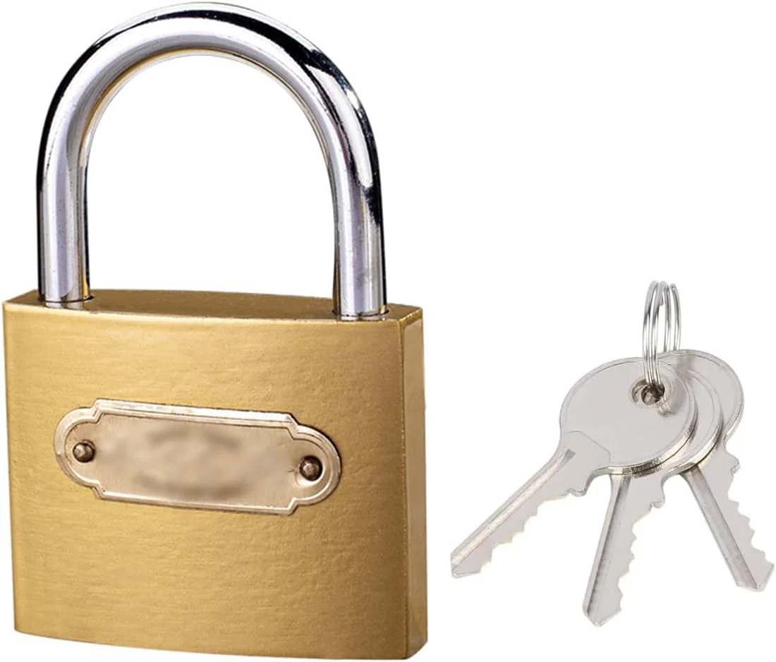 قفل آویز ECVV، یک عدد، قفل برنجی جامد ضد آب 75 میلی متر - قفل آویز با کلید برای سوله | واحد ذخیره سازی | مدرسه | قفسه باشگاه | حصار | جعبه ابزار | انبار Hasp | - طلایی