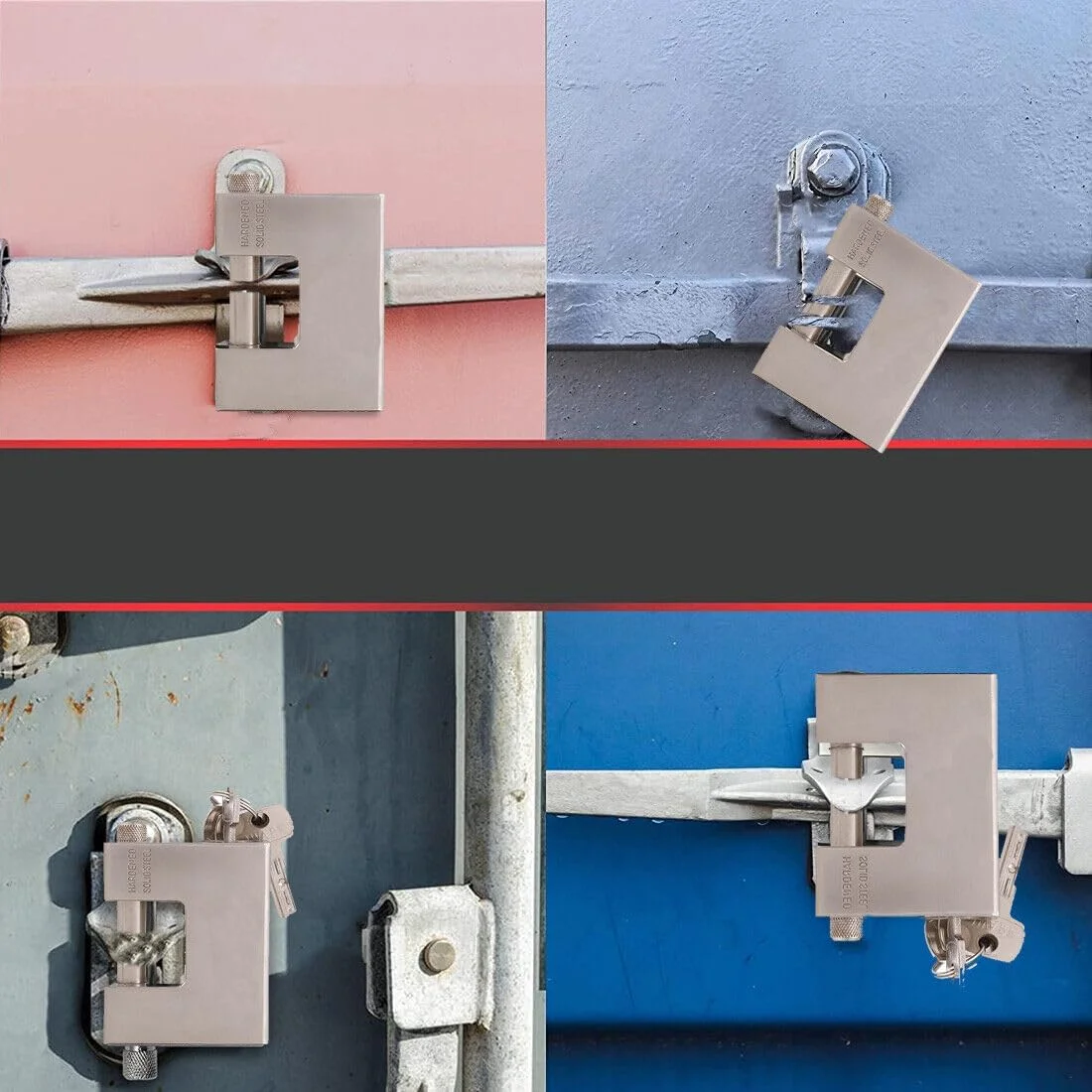 قفل آویز سنگین ECVV با طول 100 میلی متر به همراه 3 کلید، قفل یکپارچه فولادی سخت کاری شده، قفل کانتینری مناسب برای گاراژها، کانتینرها، سوله ها، کرکره ها، کمدهای قفل دار، دروازه ها و انبارها - نقره ای