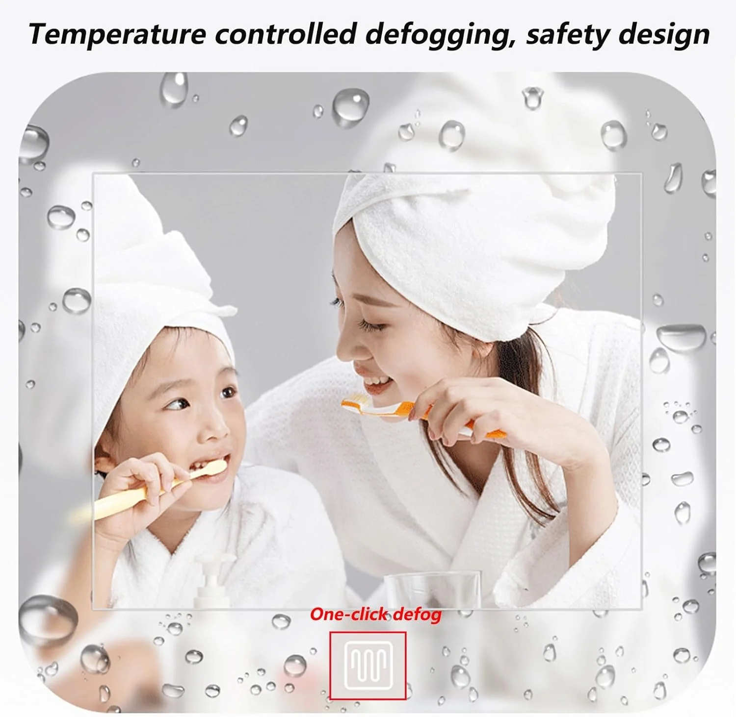 آینه حمام نیم دایره با نور LED، آینه روشویی دیواری نورانی با دیمستر، آینه تزئینی، سوئیچ لمسی، نور LED سه رنگ قابل تنظیم (رنگ: راست، اندازه: 31.9*35.4 اینچ)