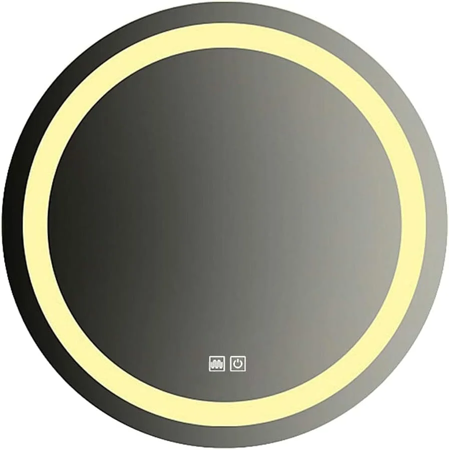 آینه حمام LED سامنورلی / آینه آرایشی دیواری / 60 سانتی متر / کلید لمسی LED / آینه ضد انفجار - بدون قاب / قاب مشکی / قاب طلایی (سفید / نور گرم)