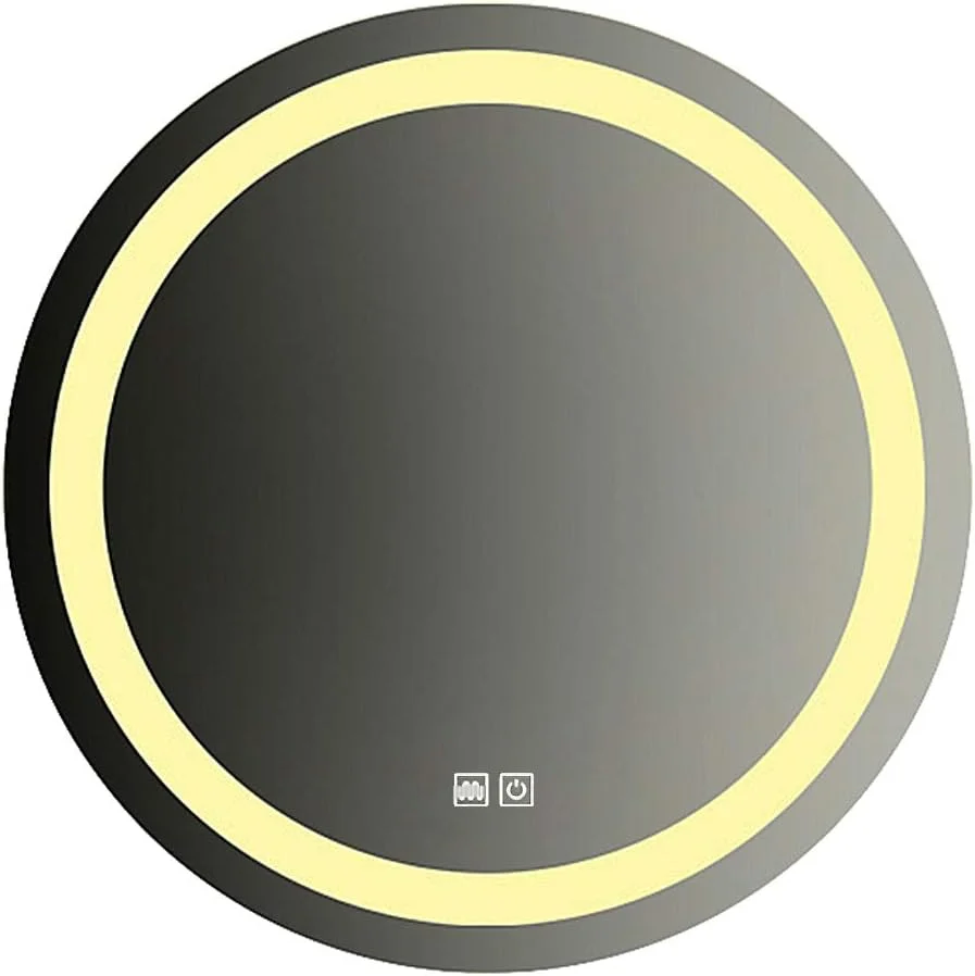 آینه حمام LED سامنورلی / آینه آرایشی دیواری / 60 سانتی متر / کلید لمسی LED / آینه ضد انفجار - بدون قاب / قاب مشکی / قاب طلایی (سفید / نور گرم)