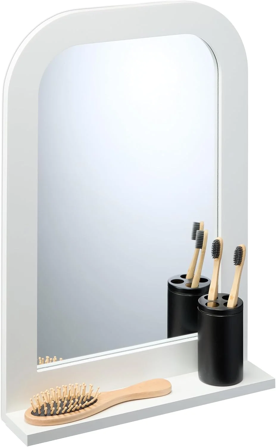 آینه حمام Relaxdays با قفسه، مناسب حمام، راهرو، مستطیلی، ابعاد: 54x38x8.5 سانتی متر، MDF، آینه آویز، سفید