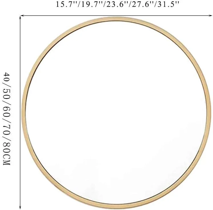 آینه آرایشی REJOON، آینه حمام، آینه رومیزی، آینه شیشه ای دایره ای، قاب فلزی ظریف HD مناسب اتاق خواب/کمد لباس/A/60X60Cm (رنگ: A، سایز: 60X60Cm)