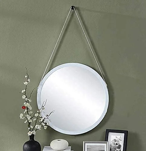 REJOON آینه آرایشی، آینه حمام، آینه رومیزی، آینه دیواری سفید، آینه چوبی دایره ای آویز تزئینی برای اتاق خواب/a/60Cm (رنگ: A، سایز: 30Cm)