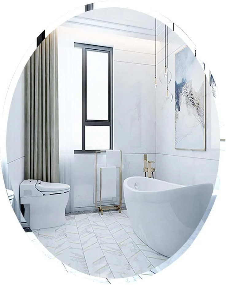 آینه آرایشی REJOON، آینه حمام، آینه رومیزی، آینه اصلاح بیضی بدون قاب تراش خورده، آینه تزئینی هندسی با 2 قلاب آویز برای اتاق خواب/a/40X60Cm آینه آرایشی REJOON، آینه حمام، آینه رومیزی، آینه اصلاح بیضی بدون قاب تراش خورده، آینه تزئینی هندسی با 2 قلاب آویز برای اتاق خواب/a/40X60Cm