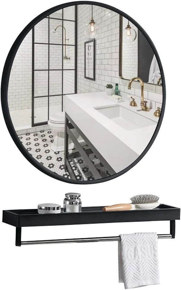 آینه آرایشی REJOON، آینه حمام، آینه رومیزی، آینه گرد مدرن با قاب، آینه های دیواری شیک با قفسه، نصب آسان / مشکی / 50 سانتی متر (رنگ: مشکی، اندازه: 40 سانتی متر) آینه آرایشی REJOON، آینه حمام، آینه رومیزی، آینه گرد مدرن با قاب، آینه های دیواری شیک با قفسه، نصب آسان / مشکی / 50 سانتی متر (رنگ: مشکی، اندازه: 40 سانتی متر)