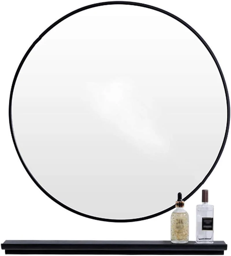 آینه آرایشی REJOON، آینه حمام، آینه رومیزی، آینه دیواری با قطر گرد، آینه قاب فلزی مدرن با قفسه / مشکی / 40 سانتی متر (رنگ: مشکی، اندازه: 50 سانتی متر) آینه آرایشی REJOON، آینه حمام، آینه رومیزی، آینه دیواری با قطر گرد، آینه قاب فلزی مدرن با قفسه / مشکی / 40 سانتی متر (رنگ: مشکی، اندازه: 50 سانتی متر)