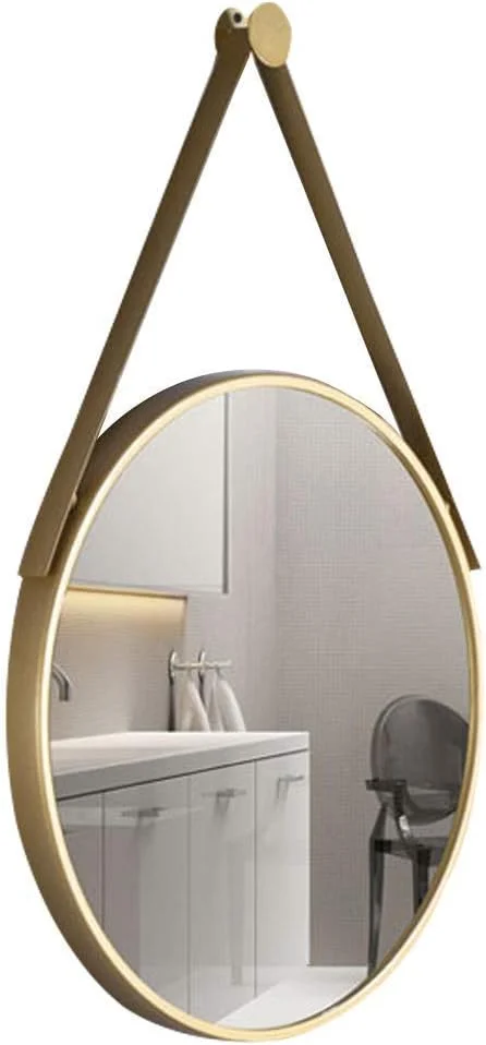 آینه آرایشی REJOON، آینه حمام، آینه رومیزی، شیشه HD، آینه گرد تزئینی آویز، آینه فلزی با قاب برای اتاق خواب، حمام / طلایی / 50 سانتی متر (رنگ: طلایی، اندازه: 60 سانتی متر)