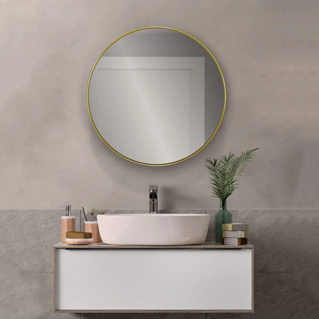 آینه آرایشی REJOON، آینه حمام، آینه رومیزی، آینه تزئینی نوردیک، آینه دیواری شیشه ای با قاب گرد، ضخامت 40 میلی متر / طلایی / 60X60 سانتی متر (رنگ: طلایی، اندازه: 60X60 سانتی متر) آینه آرایشی REJOON، آینه حمام، آینه رومیزی، آینه تزئینی نوردیک، آینه دیواری شیشه ای با قاب گرد، ضخامت 40 میلی متر / طلایی / 60X60 سانتی متر (رنگ: طلایی، اندازه: 60X60 سانتی متر)