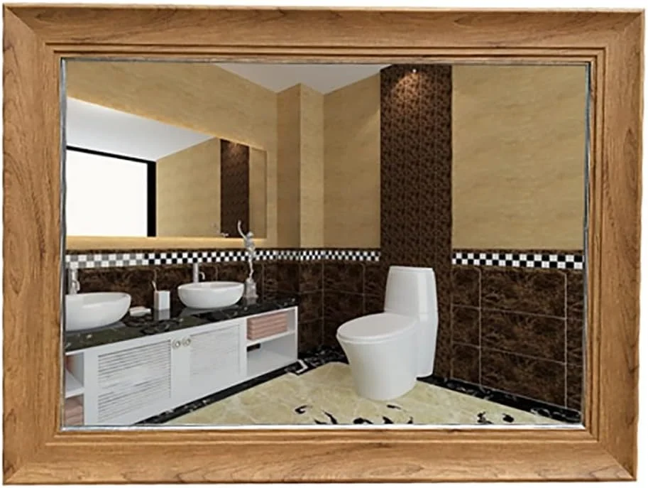 آینه دیواری مستطیلی دکوراتیو، آینه دیواری دکوری، آینه حمام، آینه آرایش، آینه میز آرایش اتاق خواب، آینه دکور راهرو، آینه دیواری وینتیج (رنگ: چوب، سایز: 50 * 70 سانتی متر)