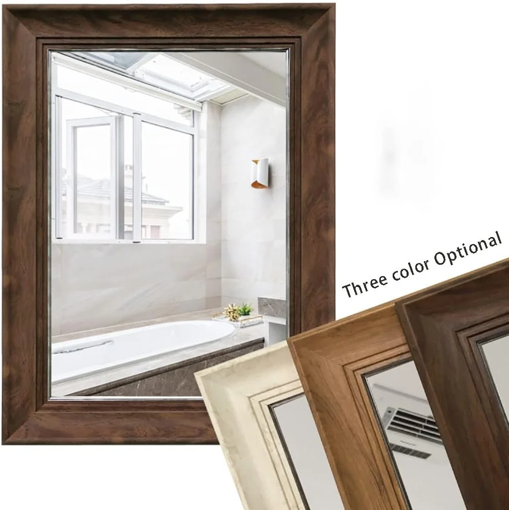 آینه دیواری مستطیلی دکوراتیو، آینه دیواری دکوری، آینه حمام، آینه آرایش، آینه میز آرایش اتاق خواب، آینه دکور راهرو، آینه دیواری وینتیج (رنگ: چوب، سایز: 50 * 70 سانتی متر)