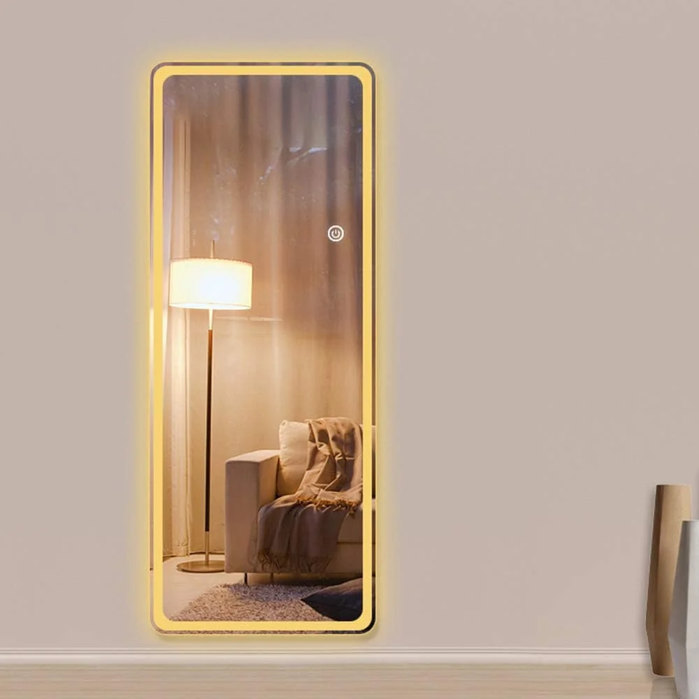 آینه حمام QDDVGTGDS، آینه حمام دیواری، آینه تمام قد با کلید لمسی و نورپردازی، آینه LED با کیفیت HD و صرفه جویی در انرژی، مناسب برای ورودی/اتاق خواب/اتاق پرو